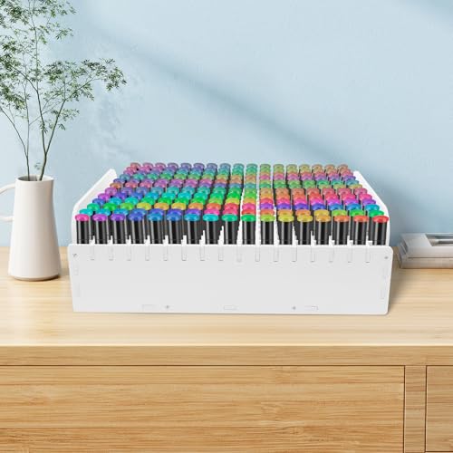 Eyoulife Marker Organizer 204 Löcher, Stifte Organizer Schreibtisch 39×27×9cm, Marker Aufbewahrung, zur Ordentlichen Aufbewahrung Markern Buntstiften Pinseln von Eyoulife