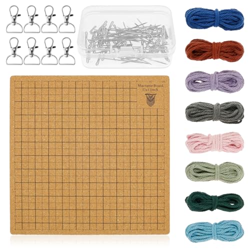 Macrame Board mit Stiften 30x30cm Makramee Flechtbrett mit Nägel Baumwollseil Knöpfe Handbuch Wiederverwendbar zum DIY Weben Macrame Board mit Stiften 30x30cm Makramee Flechtbrett mit Nägel Baumwollseil Knöpfe Handbuch Wiederverwendbar zum DIY Weben von Eyoulife