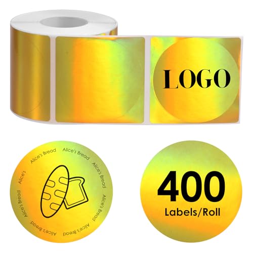 Thermo Etiketten Rund 50mm 400 Stück Selbstklebende Thermodrucker Etiketten Thermoetiketten Rund Wasserdicht Ölbeständig Kratzfest Runde Etikettendrucker für Logos Barcodes QR-Codes (Gold) von Eyoulife