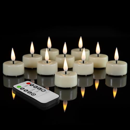 Eywamage Elfenbeinfarbe Flammenlose Wachsteelichter mit Fernbedienung und Batterien, flackernde LED-Teevotivkerzen Set von 10 Eywamage Elfenbeinfarbe Flammenlose Wachsteelichter mit Fernbedienung und Batterien, flackernde LED-Teevotivkerzen Set von 10 von Eywamage