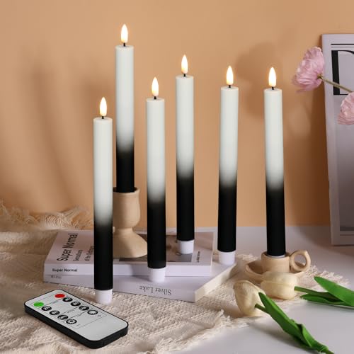Eywamage Schwarze flammenlose Kerzen mit Fernbedienung, flackernde batteriebetriebene Halloween-LED-Kerzenleuchter Set aus 6 Eywamage Schwarze flammenlose Kerzen mit Fernbedienung, flackernde batteriebetriebene Halloween-LED-Kerzenleuchter Set aus 6 von Eywamage