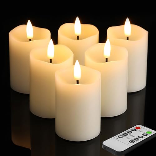 Eywamage Ivory Flameless Votive Candles with Remote Control, Flickering Small LED Battery Pillar Candles Set of 6 von Eywamage