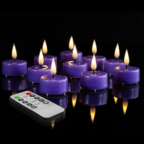 Eywamage Lila Flammenlose Wachsteelichter mit Fernbedienung und Batterien, flackernde LED-Teevotivkerzen Set von 10 Eywamage Lila Flammenlose Wachsteelichter mit Fernbedienung und Batterien, flackernde LED-Teevotivkerzen Set von 10 von Eywamage