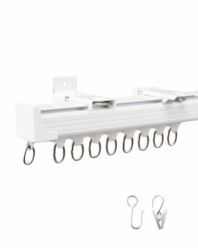 Ezcasch Gardinenschiene 2.5m Aluminium Vorhangschiene, Gardinenschiene 1 läufig Weiß Deckenmontage Gardinen Schienensystem für Raumteiler, Balkon, Privatsphäre(Schiene x 3) von Ezcasch