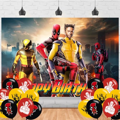 Dead-Pool-Partyzubehör, Cartoon-Dead-Pool, 3 Party-Dekorationen, inklusive Banner, Kuchenaufsätze, Ballon für Anime-Party-Dekorationen Dead-Pool-Partyzubehör, Cartoon-Dead-Pool, 3 Party-Dekorationen, inklusive Banner, Kuchenaufsätze, Ballon für Anime-Party-Dekorationen von Ezcpigei