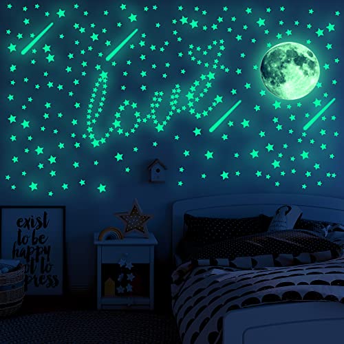 Ezigoo Glow In The Dark Leuchtsterne Selbstklebend Dekorations Set - 482 Stück (Mond, Leuchtsterne und Kometen). Leuchtende Wand- und Decken Sternenhimmel Aufkleber von Ezigoo