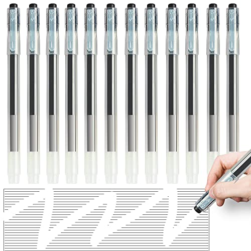 Ezigoo Radierbarer Kugelschreiber, 12 Schwarz Tintenroller Radierbar, 0.7mm Kugelschreiber Radierbar für Studenten, Kinder und Erwachsene, Für Büro, Schulsachen von Ezigoo