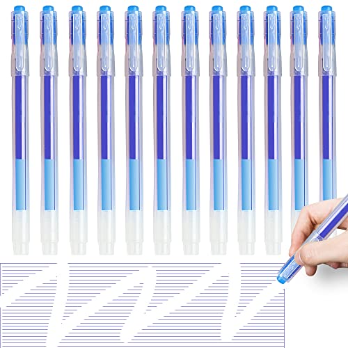 Ezigoo Radierbarer Kugelschreiber, 12 Blau Tintenroller Radierbar, 0.7mm Kugelschreiber Radierbar für Studenten, Kinder und Erwachsene, Für Büro, Schulsachen von Ezigoo