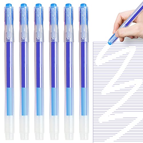 Ezigoo Radierbarer Kugelschreiber, 6 Blau Tintenroller Radierbar, 0.7mm Kugelschreiber Radierbar für Studenten, Kinder und Erwachsene, Für Büro, Schulsachen von Ezigoo
