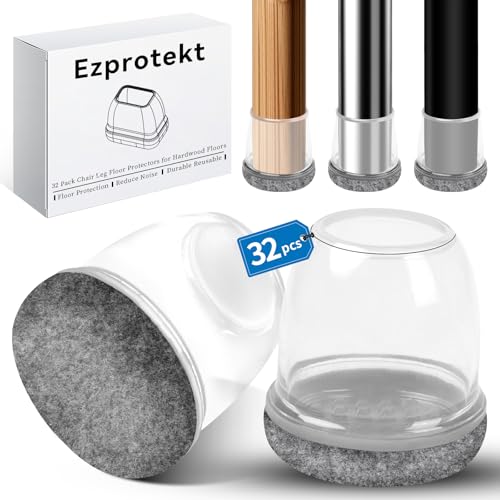 Kleine Silikon Bodenschoner für Stuhlbeine, 32 Stück Grey Stuhlbeinkappen, Φ 28-37 mm Durchmesser Filzunterseite, weicher Thermo-Kunststoff-Elastomer, Möbelbein-Fußabdeckungen verhindern Kratzer Kleine Silikon Bodenschoner für Stuhlbeine, 32 Stück Grey Stuhlbeinkappen, Φ 28-37 mm Durchmesser Filzunterseite, weicher Thermo-Kunststoff-Elastomer, Möbelbein-Fußabdeckungen verhindern Kratzer von Ezprotekt