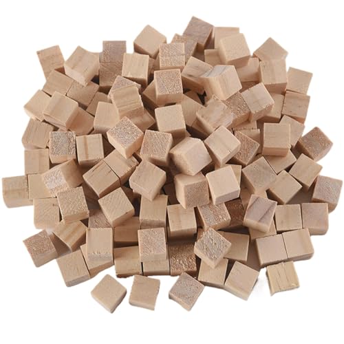 140 Stück kleine Holzwürfel, quadratische Holzklötze natürlich für Handwerk, 10mm (0,4 Zoll) Holz quadratische Blöcke natürlich, Massivholz für DIY, handgefertigt, Dekoration, Holzhandwerk von Ezranova