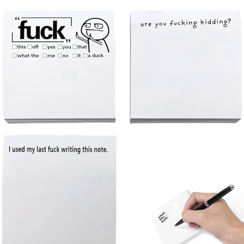 3 PCS Kleine Haftnotizen, Notizen Neuheit Bürobedarf, was die Fuck Haftnotizen Set zu tun Liste, Checkliste, lustige Notizblock, lustiges Geschenk, Office Notes ((Weiß02)) von Ezranova