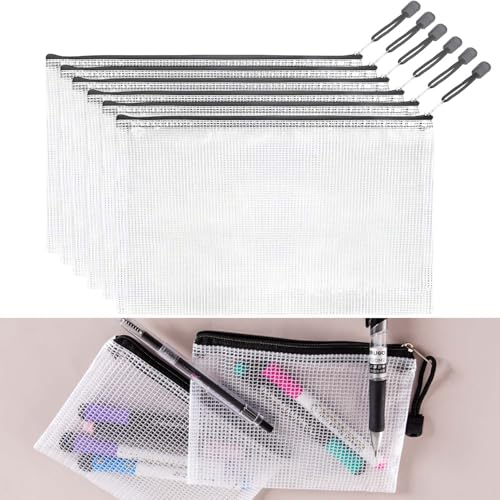 Dokumententaschen A6, Wasserdichte Dokumententasche Reissverschluss, Kunststoff Datei Tasche für Dokumente, Papier, Hausaufgaben, Kosmetika und Reisezubehör 6pcs von Ezranova