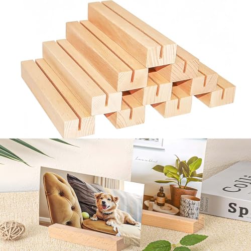 Ezranova Holzkartenhalter, stabiler Tischkartenhalter, Menükartenhalter, Postkartenhalter, Fotohalter für Partys, Hochzeiten, Holzständer 10 Stück von Ezranova
