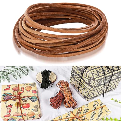 Lederband4m x 3 mm Flache Lederschnur Faux Wildleder Vintage Leder Schnur, Klassik Basteln Lederschnüre für DIY Armband Halskette Schmuck Handwerk,braun(1 Rollen) von Ezranova