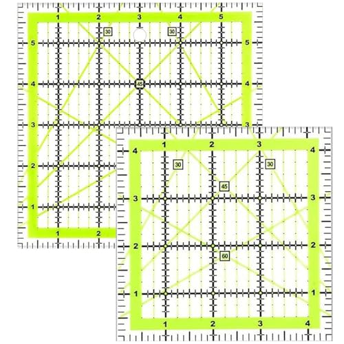 Quiltvorlagen, quadratisch, 11,4 cm und 15,2 cm, Patchwork-Lineal, transparentes Acryl, Nählineal, kreative Gitterlinien, Nählineal zum Schneiden von Steppdecken, Nähen, Basteln, 2 Stück Quiltvorlagen, quadratisch, 11,4 cm und 15,2 cm, Patchwork-Lineal, transparentes Acryl, Nählineal, kreative Gitterlinien, Nählineal zum Schneiden von Steppdecken, Nähen, Basteln, 2 Stück von Ezranova