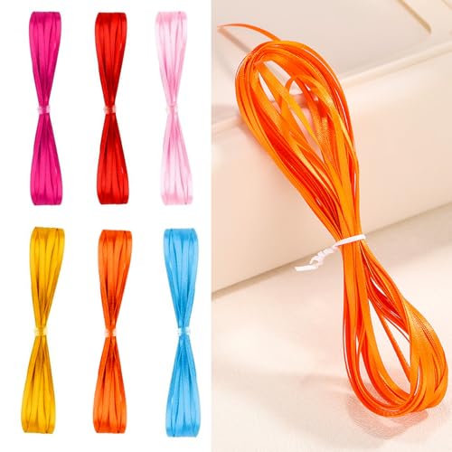 Satinband, 10 m x 3 mm, doppelseitig, dünn, für Bastelarbeiten, Weihnachten, Erntedankfest, Geschenk, Dekoration, Rot, Rose, Gelb, Blau, Rosa) von Ezranova