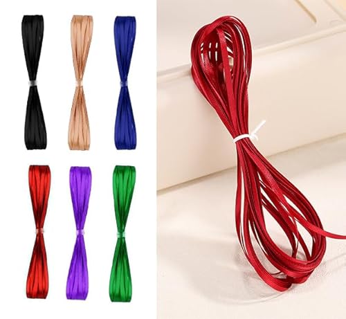 Satinband, 10 m x 3 mm, doppelseitig, dünnes Band für Handwerk, Weihnachten, Erntedankfest, Geschenk, Dekoration (Blau, Grün, Burgunderrot, Lila, Schwarz, Champagner) von Ezranova