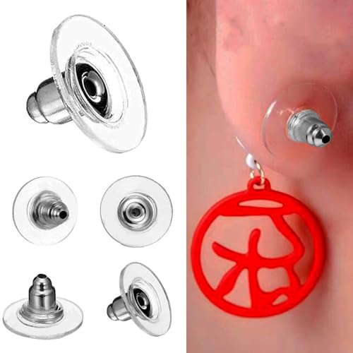Weiche transparente Kunststoff-Ohrring-Verschlüsse – Kugelkupplung, 50 Stück Schmetterlings-Stile, antiallergene Sicherheitsverschlüsse für Haken-Ohrringe von Ezranova