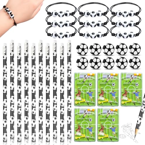 Ezydka 40 Stück Mitgebsel Fussball Set Kinder Fussball Mitgebsel 10 Fußball Bleistifte 10 Radiergummi Fussball 10 Fußball Armbänder 10 Fußball Flipperspiel für Give Aways Kindergeburtstag Jungen Ezydka 40 Stück Mitgebsel Fussball Set Kinder Fussball Mitgebsel 10 Fußball Bleistifte 10 Radiergummi Fussball 10 Fußball Armbänder 10 Fußball Flipperspiel für Give Aways Kindergeburtstag Jungen von Ezydka