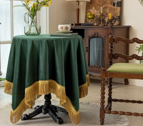 F-CHU Luxuriöse grüne Tischdecke, dicke Samt-Tischdecke mit schönen goldfarbenen Quasten, Tischdecke für Heimdekoration, Hochzeit, Party, Bankett und Veranstaltungen, 152,4 x 152,4 cm F-CHU Luxuriöse grüne Tischdecke, dicke Samt-Tischdecke mit schönen goldfarbenen Quasten, Tischdecke für Heimdekoration, Hochzeit, Party, Bankett und Veranstaltungen, 152,4 x 152,4 cm von F-CHU