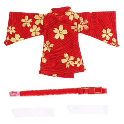 F Fityle 1/12 Skala weibliche Puppe Kimono Set, Actionfigur Kleidung handgefertigte Mini -Kleidung für 6 -Zoll -Actionfiguren Dress Up, Rot von F Fityle