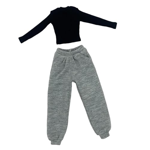 F Fityle 1/6 weibliche Puppenkleidung, Actionfiguren Kleidung, langhältiges Strickoberteil und Jogginghosen handgefertigtes Kostüm für 12 '' weibliche Puppen, Grau Und Schwarz von F Fityle