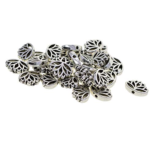 F Fityle 30 Stück Retro Vintage Tibetan Silber Lose Perlen, Yoga Lotus Flower Hollow Spacer Perlen für DIY Handwerk Oder Schmuckherstellung, (16 X 13 X 4 Mm) von F Fityle