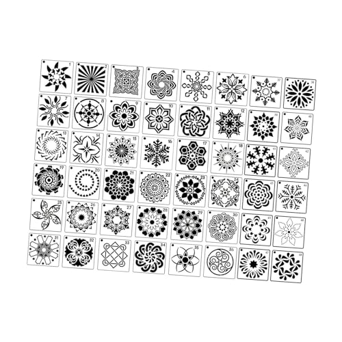 F Fityle 48-teiliges Mandala-Schablonenset zum Malen, Musterschablonen, ausgehöhlte Zeichenschablonen, Malschablonen für selbstgemachte Wandfliesen und von F Fityle