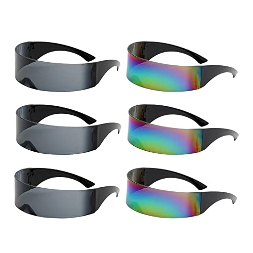 F Fityle 6-teiliges futuristisches Sonnenbrillen-Set mit schmalen Gläsern für Partys und Veranstaltungen von F Fityle
