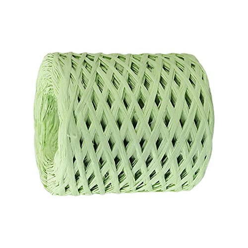 F Fityle Bast Papierband 200m zum Häkeln, Natur Raffia Papierband, Buntes Papiergarn, Bast Band Geschenkband Mehrfarbig für Handwerksprojekte Verpackung Festival Geschenkbox Wrapping, Fruchtgrün von F Fityle