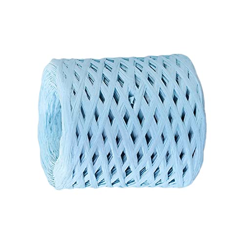 F Fityle Bast Papierband 200m zum Häkeln, Natur Raffia Papierband, Buntes Papiergarn, Bast Band Geschenkband Mehrfarbig für Handwerksprojekte Verpackung Festival Geschenkbox Wrapping, Himmelblau von F Fityle