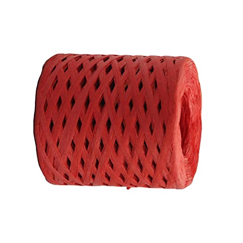 F Fityle Bast Papierband 200m zum Häkeln, Natur Raffia Papierband, Buntes Papiergarn, Bast Band Geschenkband Mehrfarbig für Handwerksprojekte Verpackung Festival Geschenkbox Wrapping, Rot von F Fityle