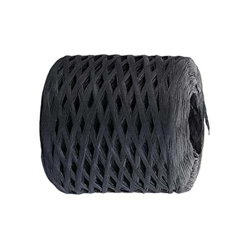 F Fityle Bast Papierband 200m zum Häkeln, Natur Raffia Papierband, Buntes Papiergarn, Bast Band Geschenkband Mehrfarbig für Handwerksprojekte Verpackung Festival Geschenkbox Wrapping, Schwarz von F Fityle