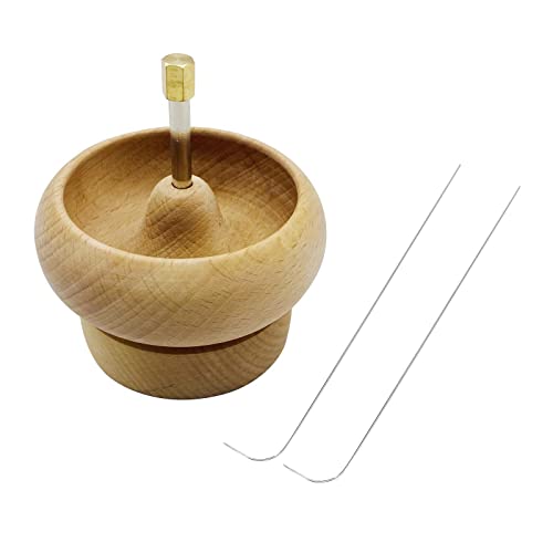 F Fityle Bead Spinner Schüssel, Holzperlen Spinner, DIY Making Bead Spinner Kit, Bead Spinner Schale Set, Beading Turning Bowl mit Beading Needle zum Auffädeln Basteln für Schmuckherstellung von F Fityle