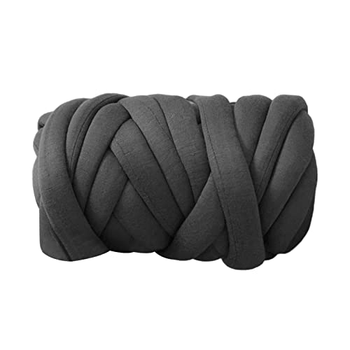 F Fityle Chunky Yarn Arm Knit Yarn Jumbo Tubular Yarn Handgestricktes Stricken 250 g Waschbares, weiches, voluminöses Garn für Makramee-Teppiche, Weben, Tief grau von F Fityle