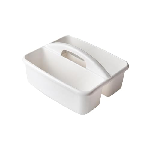 F Fityle Reinigungs Caddy Organizer, Korb für Reinigungsmittel mit Griff, Mehrzweck-Korb-Organizer, Stapelbarer Kunststoffkorb, Tragbarer Organizer für Haushalt Waschmittel Seife Schuhbürste, Weiß von F Fityle