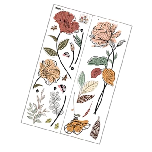 F Fityle Rustikale Blumen Wandaufkleber Home Dekoration Dekorative PVC Blumenwandaufkleber abnehmbar für Esszimmer Büro Wohnzimmer von F Fityle