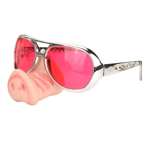 F Fityle Schweinchen-Brille mit großer Nase, Party-Sonnenbrille, Verkleidungsbrille für Geburtstagsmaskerade, Rot von F Fityle