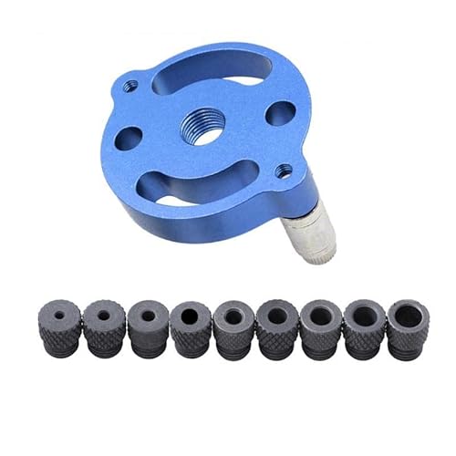 F Fityle Vertikales selbstzentrierendes Dübellehren-Set Locher Locator Bohrer-Set 2–10 mm mit 9 Bohrbuchsen Locher Holzbearbeitungswerkzeuge, Blau von F Fityle