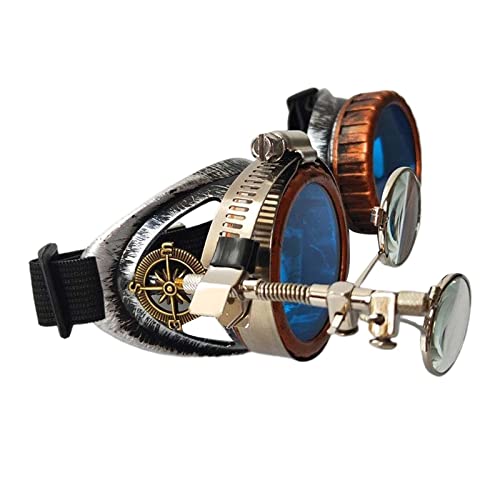 Funky Steampunk Brille Foto Prop Farbige Linsen Punk Eyewear Kostüm Gothic Mode Unisex Brille für Cosplay Kostüm Halloween, Blau Funky Steampunk Brille Foto Prop Farbige Linsen Punk Eyewear Kostüm Gothic Mode Unisex Brille für Cosplay Kostüm Halloween, Blau von F Fityle