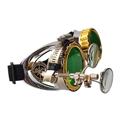 Funky Steampunk Brille Foto Prop Farbige Linsen Punk Eyewear Kostüm Gothic Mode Unisex Brille für Cosplay Kostüm Halloween, GRÜN Funky Steampunk Brille Foto Prop Farbige Linsen Punk Eyewear Kostüm Gothic Mode Unisex Brille für Cosplay Kostüm Halloween, GRÜN von F Fityle