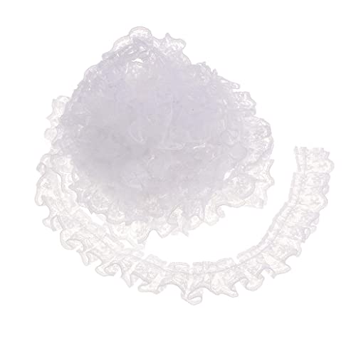 F Fityle Spitzenband 2.2 cm, Elastic Lace Trim, Vintage Spitze-Borten Deko, Rüschenband Elastisch, Rüschen Spitzenborte für Hochzeit Applikationen Nähen Handwerk Geschenkbox Scrapbooking, Weiß von F Fityle