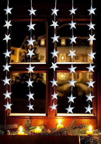 LED Lichtervorhang 40er Sterne warmweiß 1x1,2m innen / außen 06044 von FHS