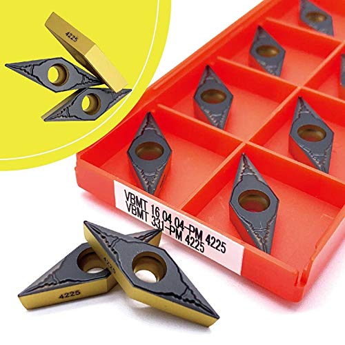 10 Stück VBMT160404 VBMT160408 PM 4225 Fräsdrehwerkzeug CNC Maschine Klinge Stahl Bearbeitung Hartmetall Einsätze Drehwerkzeug (Farbe: VBMT160404 PM 4225) von F-MINGNIAN-TOOL,