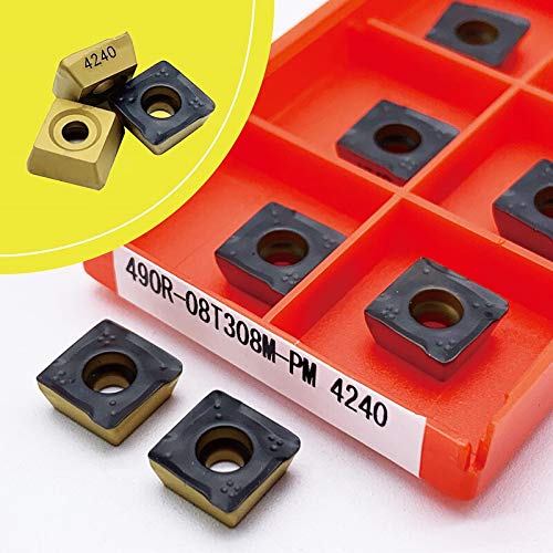 Wolframkarbid 490R 08T308M PM4240 Hartmetall-Einsatz Drehmaschine Werkzeug Bearbeitung Zentrum Drehfräsen Werkzeug 490R 08T308 Bearbeitungsstahl (Farbe: 10 Stück, Größe: 490R 08T308M PM4240) von F-MINGNIAN-TOOL,
