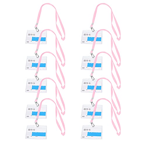 10 Stück Ausweishüllen Transparent PVC Kartenhülle Weich Dick Visitenkartenhülle für Arbeit Büro Ausstellung (Rosa) von F&Y