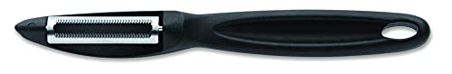 F. DICK Allzweckschäler 18 cm (Gemüseschäler schwarz, Klinge mit Zackenschliff, auch für harte Schalen geeignet, Griff Kunststoff) 82522002 von F. DICK