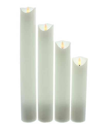 LED-Kerze, 4er Set, Wachs, weiß, warmweiße LED, batteriebetrieben, leicht flackernd, Timerfunktion, Maße: Ø 5 cm, Höhe 20 cm, 25 cm, 30 cm, 35 cm, ohne Batterien, nur für den Innenbereich geeignet LED-Kerze, 4er Set, Wachs, weiß, warmweiße LED, batteriebetrieben, leicht flackernd, Timerfunktion, Maße: Ø 5 cm, Höhe 20 cm, 25 cm, 30 cm, 35 cm, ohne Batterien, nur für den Innenbereich geeignet von F1885