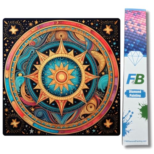 F4B Mandala Sterne Diamond Painting 40x40cm | Quadratische Strasssteine | Abstrakt | Sternenhimmel | Diamond Painting Paket Erwachsene | Kinder | Vollständig Deckend von F4B